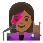 Emoji 👩🏾‍🎤 Cantante Donna: Carnagione Abbastanza Scura su Google Android 11.0 December 2020 Feature Drop.