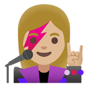 Emoji 👩🏼‍🎤 Cantante Donna: Carnagione Abbastanza Chiara su Google Android 11.0 December 2020 Feature Drop.