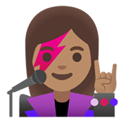 👩🏽‍🎤 Emoji Cantante Mujer: Tono De Piel Medio en Google Android 11.0 December 2020 Feature Drop.