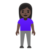 🧍🏿‍♀️ Emoji Mujer De Pie: Tono De Piel Oscuro en Google Android 11.0 December 2020 Feature Drop.