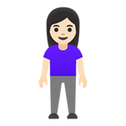 Emoji 🧍🏻‍♀️ Donna In Piedi: Carnagione Chiara su Google Android 11.0 December 2020 Feature Drop.