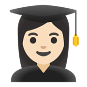 👩🏻‍🎓 Emoji Studentin: helle Hautfarbe Google Android 11.0 December 2020 Feature Drop.