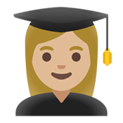 👩🏼‍🎓 Emoji Estudiante Mujer: Tono De Piel Claro Medio en Google Android 11.0 December 2020 Feature Drop.