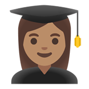 Émoji 👩🏽‍🎓 étudiante : Peau Légèrement Mate sur Google Android 11.0 December 2020 Feature Drop.