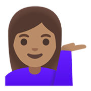 Emoji 💁🏽‍♀️ Donna Con Suggerimento: Carnagione Olivastra su Google Android 11.0 December 2020 Feature Drop.