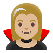 🧛🏼‍♀️ Emoji Vampiresa: Tono De Piel Claro Medio en Google Android 11.0 December 2020 Feature Drop.