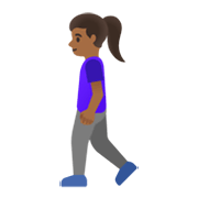 🚶🏾‍♀️ Emoji Mujer Caminando: Tono De Piel Oscuro Medio en Google Android 11.0 December 2020 Feature Drop.