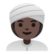 👳🏿‍♀️ Emoji Mujer Con Turbante: Tono De Piel Oscuro en Google Android 11.0 December 2020 Feature Drop.