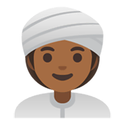 👳🏾‍♀️ Emoji Mulher Com Turbante: Pele Morena Escura na Google Android 11.0 December 2020 Feature Drop.