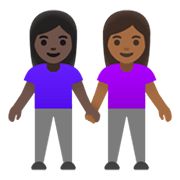 👩🏿‍🤝‍👩🏾 Emoji händchenhaltende Frauen: dunkle Hautfarbe, mitteldunkle Hautfarbe Google Android 11.0 December 2020 Feature Drop.