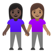 Emoji 👩🏿‍🤝‍👩🏽 Due Donne Che Si Tengono Per Mano: Carnagione Scura E Carnagione Olivastra su Google Android 11.0 December 2020 Feature Drop.