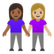 Émoji 👩🏾‍🤝‍👩🏼 Deux Femmes Se Tenant La Main : Peau Mate Et Peau Moyennement Claire sur Google Android 11.0 December 2020 Feature Drop.