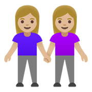👭🏼 Emoji händchenhaltende Frauen: mittelhelle Hautfarbe Google Android 11.0 December 2020 Feature Drop.