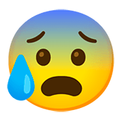 Emoji 😰 Faccina Blu Sudata su Google Android 11.0.