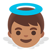 👼🏽 Emoji Bebé ángel: Tono De Piel Medio en Google Android 11.0.