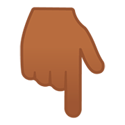 👇🏾 Emoji Dorso Da Mão Com Dedo Indicador Apontando Para Baixo: Pele Morena Escura na Google Android 11.0.