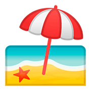 🏖️ Emoji Strand mit Sonnenschirm Google Android 11.0.