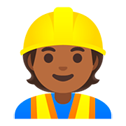 👷🏾 Emoji Trabalhador De Construção Civil: Pele Morena Escura na Google Android 11.0.