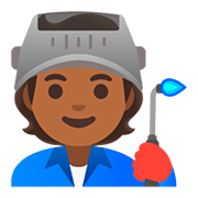 🧑🏾‍🏭 Emoji Fabrikarbeiter(in): mitteldunkle Hautfarbe Google Android 11.0.