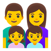 👨‍👩‍👧‍👦 Emoji Familie: Mann, Frau, Mädchen und Junge Google Android 11.0.