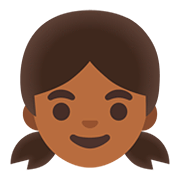 👧🏾 Emoji Mädchen: mitteldunkle Hautfarbe Google Android 11.0.