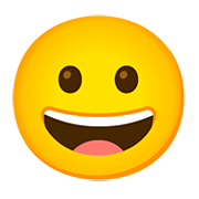 Emoji 😀 Faccina Con Un Gran Sorriso su Google Android 11.0.