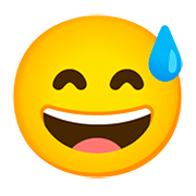 Emoji 😅 Faccina Con Un Gran Sorriso E Goccia Di Sudore su Google Android 11.0.