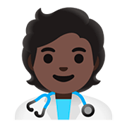 Emoji 🧑🏿‍⚕️ Persona Che Lavora Nella Sanità: Carnagione Scura su Google Android 11.0.