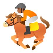 🏇🏾 Emoji Corrida De Cavalos: Pele Morena Escura na Google Android 11.0.