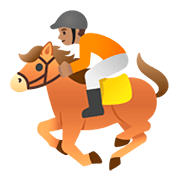 🏇🏽 Emoji Corrida De Cavalos: Pele Morena na Google Android 11.0.