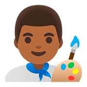 👨🏾‍🎨 Emoji Artista Plástico: Pele Morena Escura na Google Android 11.0.