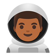 👨🏾‍🚀 Emoji Astronauta Homem: Pele Morena Escura na Google Android 11.0.