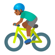 🚴🏾‍♂️ Emoji Homem Ciclista: Pele Morena Escura na Google Android 11.0.