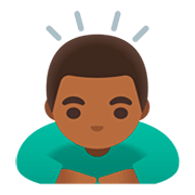 🙇🏾‍♂️ Emoji Homem Fazendo Reverência: Pele Morena Escura na Google Android 11.0.