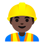 Emoji 👷🏿‍♂️ Operaio Edile Uomo: Carnagione Scura su Google Android 11.0.