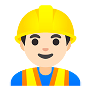 👷🏻‍♂️ Emoji Obrero Hombre: Tono De Piel Claro en Google Android 11.0.