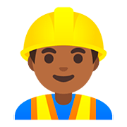 👷🏾‍♂️ Emoji Obrero Hombre: Tono De Piel Oscuro Medio en Google Android 11.0.