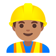 👷🏽‍♂️ Emoji Obrero Hombre: Tono De Piel Medio en Google Android 11.0.