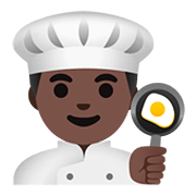 Emoji 👨🏿‍🍳 Cuoco: Carnagione Scura su Google Android 11.0.