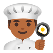 Emoji 👨🏾‍🍳 Cuoco: Carnagione Abbastanza Scura su Google Android 11.0.