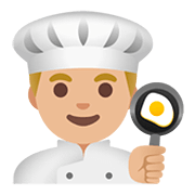 Émoji 👨🏼‍🍳 Cuisinier : Peau Moyennement Claire sur Google Android 11.0.