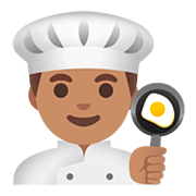 👨🏽‍🍳 Emoji Cocinero: Tono De Piel Medio en Google Android 11.0.