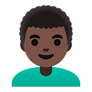 👨🏿‍🦱 Emoji Mann: dunkle Hautfarbe, lockiges Haar Google Android 11.0.