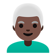 👨🏿‍🦳 Emoji Mann: dunkle Hautfarbe, weißes Haar Google Android 11.0.