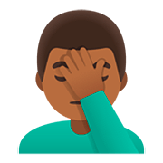🤦🏾‍♂️ Emoji Homem Decepcionado: Pele Morena Escura na Google Android 11.0.