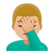 Emoji 🤦🏼‍♂️ Uomo Esasperato: Carnagione Abbastanza Chiara su Google Android 11.0.