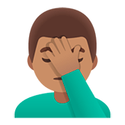 🤦🏽‍♂️ Emoji sich an den Kopf fassender Mann: mittlere Hautfarbe Google Android 11.0.