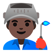 Emoji 👨🏿‍🏭 Operaio: Carnagione Scura su Google Android 11.0.
