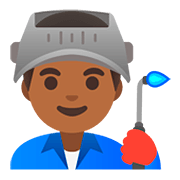 👨🏾‍🏭 Emoji Operário: Pele Morena Escura na Google Android 11.0.