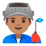 Emoji 👨🏽‍🏭 Operaio: Carnagione Olivastra su Google Android 11.0.